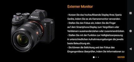 Se hai una fotocamera Sony Alpha puoi utilizzare lo smartphone come secondo monitor.