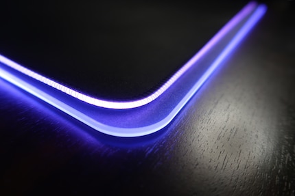 For comparison: the light-up edges of the Firefly V2 Pro (bottom) and Goliathus Chroma (top).