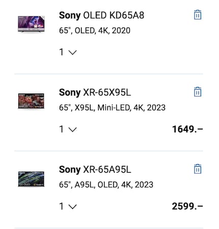 Diese Fernseher sind seit über einem Jahr in meiner Merkliste. Mein Sony A8 von 2021 ist aber weiterhin in Betrieb. Eine Restkontrolle und -vernunft sind also noch vorhanden.