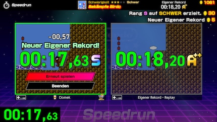 Der Bosskampf gegen «Birdo» in «Super Mario Bros. 2». Ein «S»-Rang, auf den ich besonders stolz bin. 