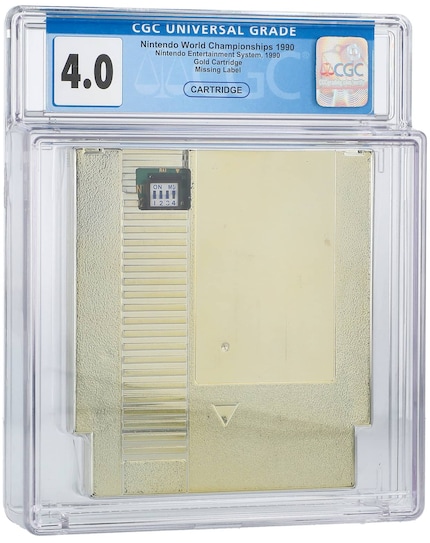 Photo of the golden NES cartridge for sale.