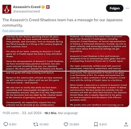 Ubisofts offizielles Statement erregt die Gemüter.