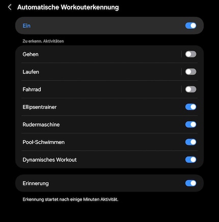 Molti sport e movimenti vengono riconosciuti automaticamente.
