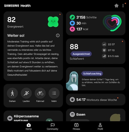 Posso vedere tutti i miei dati in modo chiaro e con spiegazioni nella dashboard di Samsung Health.