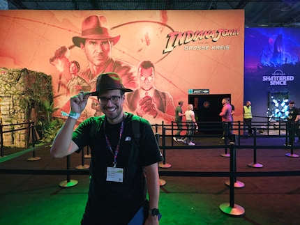 Mon collègue Domagoj n’avait pourtant pas de quoi rire... Nous n’avons eu droit qu’à une courte vidéo du jeu « Indiana Jones et le Cercle ancien », sans pouvoir mettre la main dessus.
