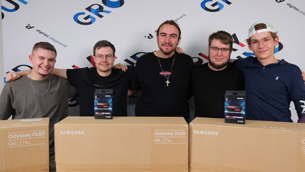 The winning team with their prizes.