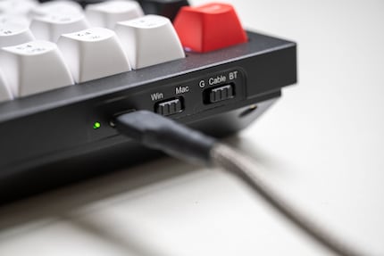 The system switches and USB-C port are located on the back.
