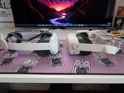 The Elite Strap (left) is expensive, but makes the headset much more comfortable.