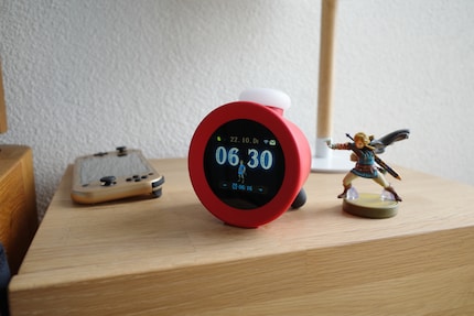 This brightly coloured device really pops on my bedside table.