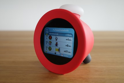 The screen is rectangular. You’ll find the motion sensor above the display.