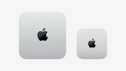 Il nuovo Mac Mini (a destra) a confronto con il vecchio modello (a sinistra).