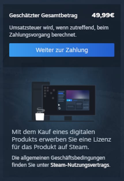 Steam weist darauf hin, dass du nur eine Lizenz kaufst.