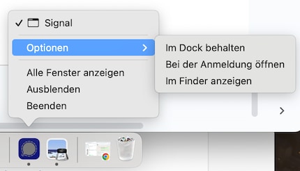 Maintenir l'application dans le Dock est l'équivalent Mac du raccourci du bureau.