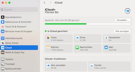 Dans ce menu, vous pouvez gérer les paramètres iCloud.