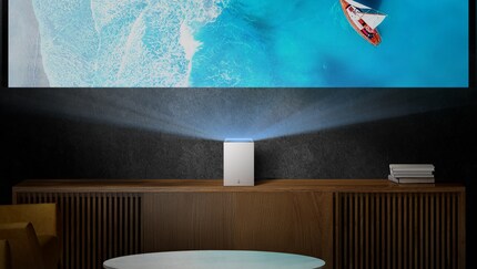 This small box contains a 4K ultra-short throw projector.