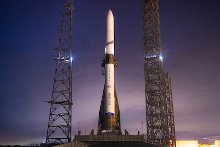 «New Glenn» am 27. Dezember 2024 auf dem Startplatz.