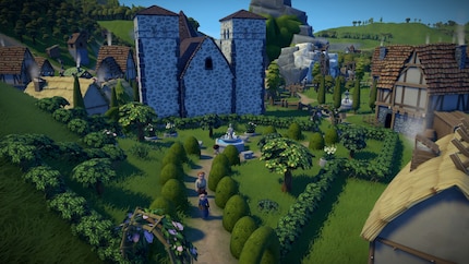 Aus dem Early Access: Diesen Park habe ich aus verschiedenen Zierelementen selbst gebaut.