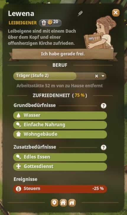 Ein Blick ins Profil meiner Bürger zeigt mir alles, was ich über sie wissen muss.