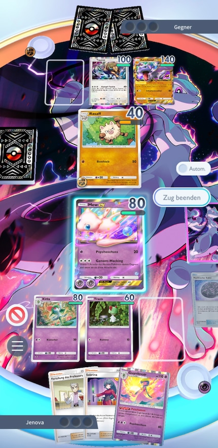 Con il mio sofisticato mazzo Mewtwo-ex, sono di gran lunga superiore all'avversario.