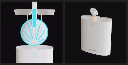 La boîte de nettoyage pour le capteur de toilettes.