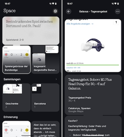 Im ersten Moment finde ich Essential Space verwirrend, mit der Zeit wird die Idee und Struktur der App aber klar.