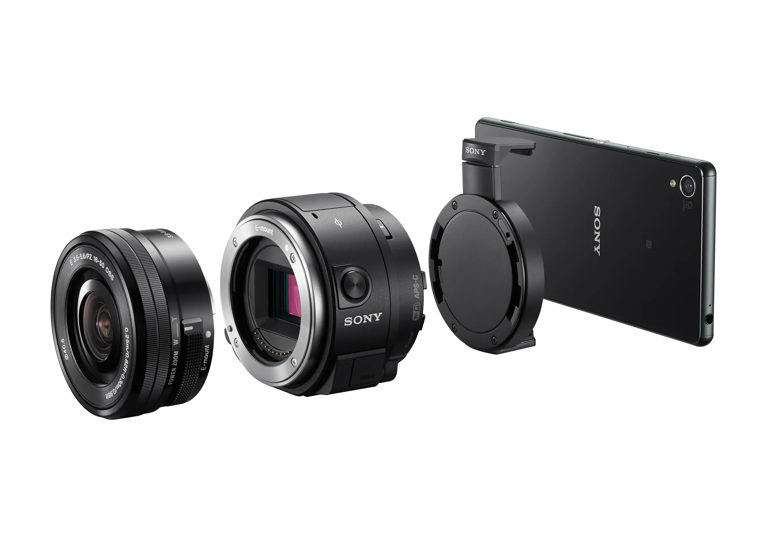 Le Sony QX était un adaptateur avec capteur d'image pour objectifs interchangeables.