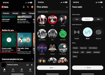 Puoi creare la tua stazione radio. L'algoritmo aiuta nella selezione della musica.