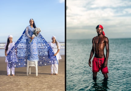 Praticanti afro-brasiliani durante il festival Yemanjá. Originariamente si svolgeva il 31 dicembre ed era uno dei maggiori festival culturali del Brasile. A causa dell'opposizione delle autorità locali, è stato necessario cambiare la data del festival.