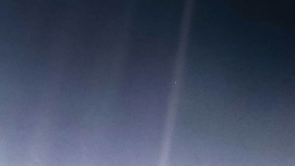 «The Pale Blue Dot», la nostra Terra il 14 febbraio 1990, fotografata dalla sonda Voyager della NASA poco prima di lasciare per sempre il sistema solare.