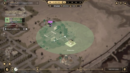 Each main building has a coverage area where you can build extensions you’ve unlocked.
