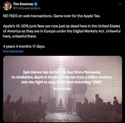 Tim Sweeney kämpft seit über vier Jahren gegen Apple Gebühren.