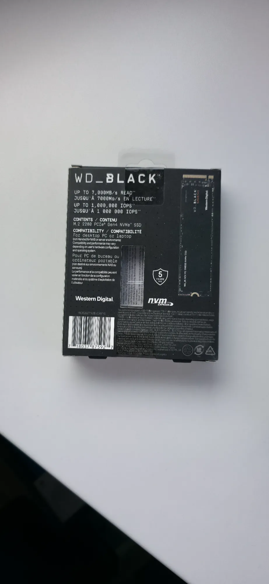 Actual product image WD Black SN850 (2000 GB, M.2 2280)