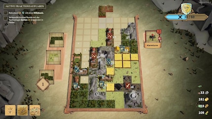 Il tabellone di gioco con diversi edifici.