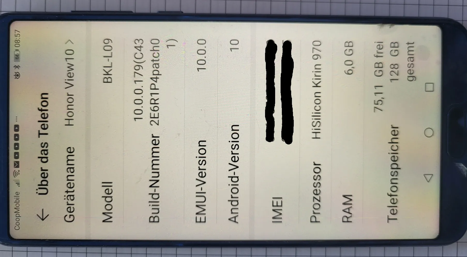 Produktbild Honor View 10 (128 GB, Blue, 5.99", Hybrid Dual SIM, 16 Mpx, 4G)