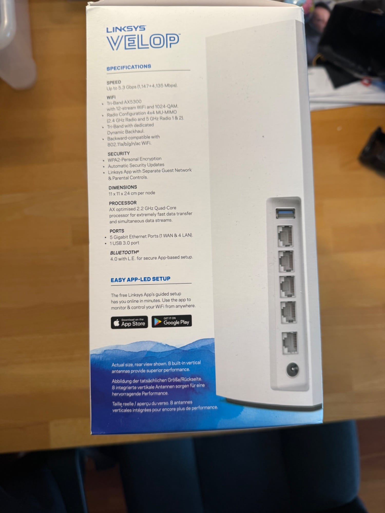Immagine prodotto Linksys Velop WiFi 6 AX5300 Mesh-WLAN Tri-Band-System 1er-Pack (MX5300)