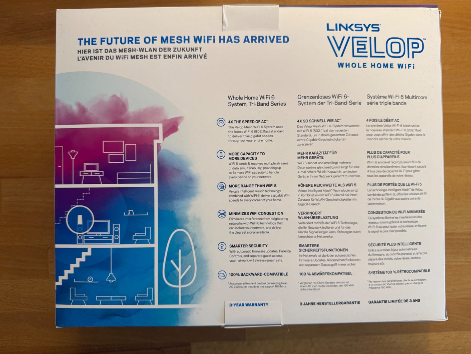 Immagine prodotto Linksys Velop WiFi 6 AX5300 Mesh-WLAN Tri-Band-System 1er-Pack (MX5300)