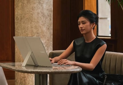 A stand is integrated on the back of the MateBook Fold.