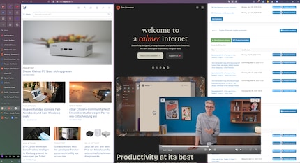 Zen bietet wie Firefox eine Bild-im-Bild-Funktion. Nicht mehr missen möchte ich auch den Miniplayer unterhalb der Tabs oder die Splitscreen-Möglichkeit.