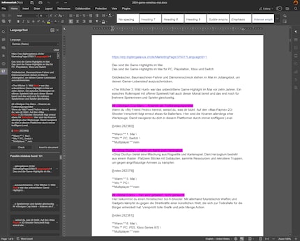 Mit Onlydocs schreibt es sich genauso gut wie mit Google Docs. Nur die Browser-Erweiterung von Language Tool funktioniert nicht und muss als Plugin verwendet werden.