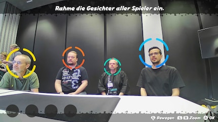 If I use the camera on my own, my face is tracked automatically – with four players, however, you have to define the section manually.