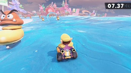 As Wario, I traversed an obstacle course in the open game world.