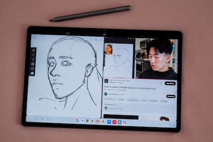 Zeichnen und gleichzeitig ein Tutorial dazu laufen lassen: für das Idea Tab Pro kein Problem.