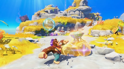 In Donkey Kong Bananza zerstörst du mit den mächtigen Gorillafäusten nicht nur Gegner, sondern auch die Spielumgebung.
