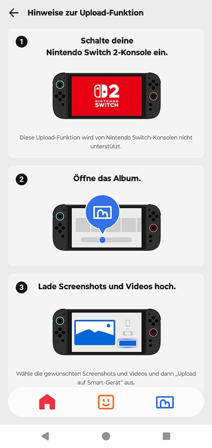 Le téléchargement simplifié d'images sur le smartphone ne sera possible que pour le Switch 2.