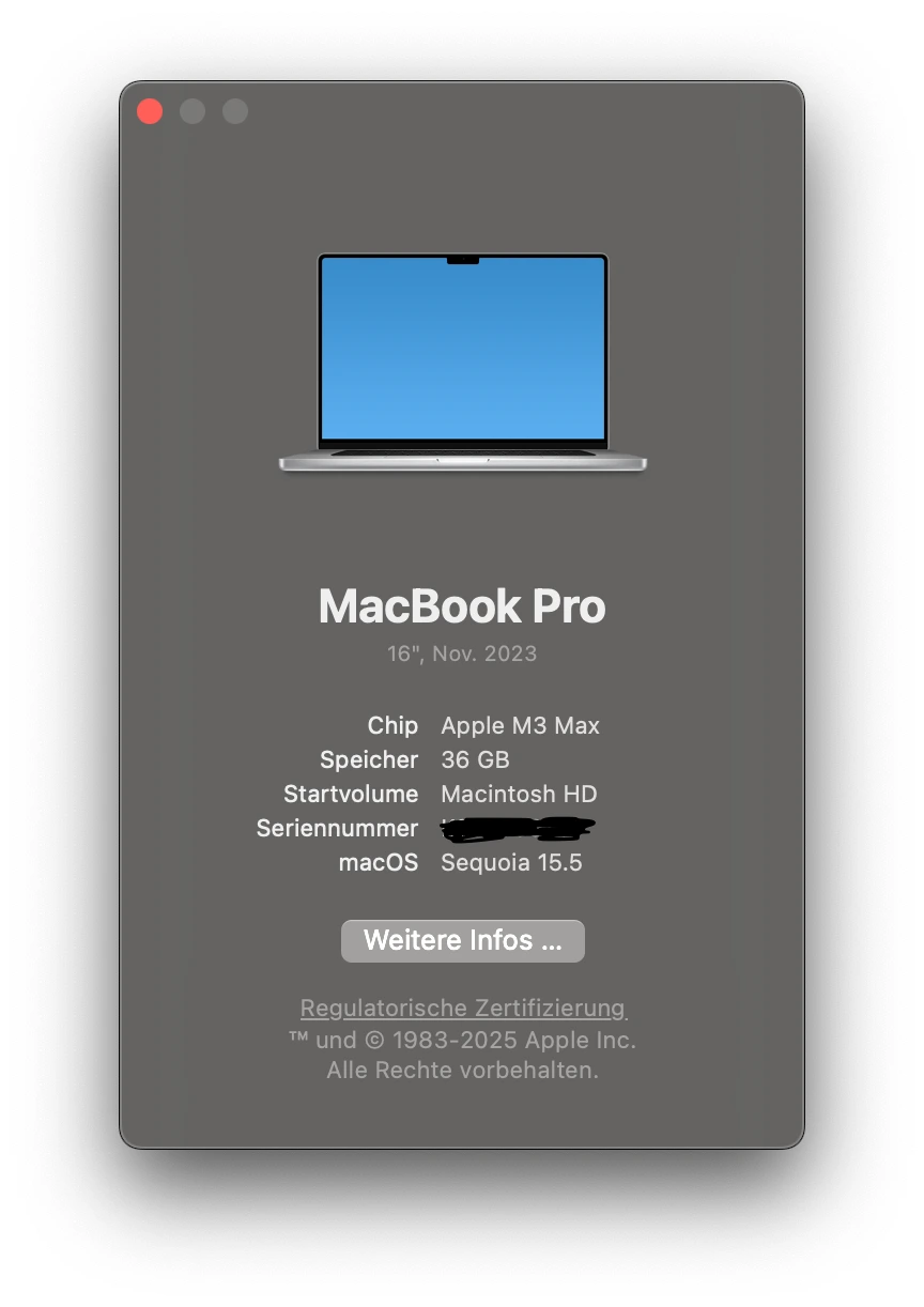 Produktbild Apple MacBook Pro - Late 2023 (16", M3 Max, 36 GB, 1000 GB, CH)
