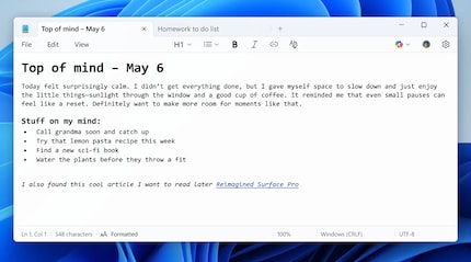 This is what the new Notepad looks like.