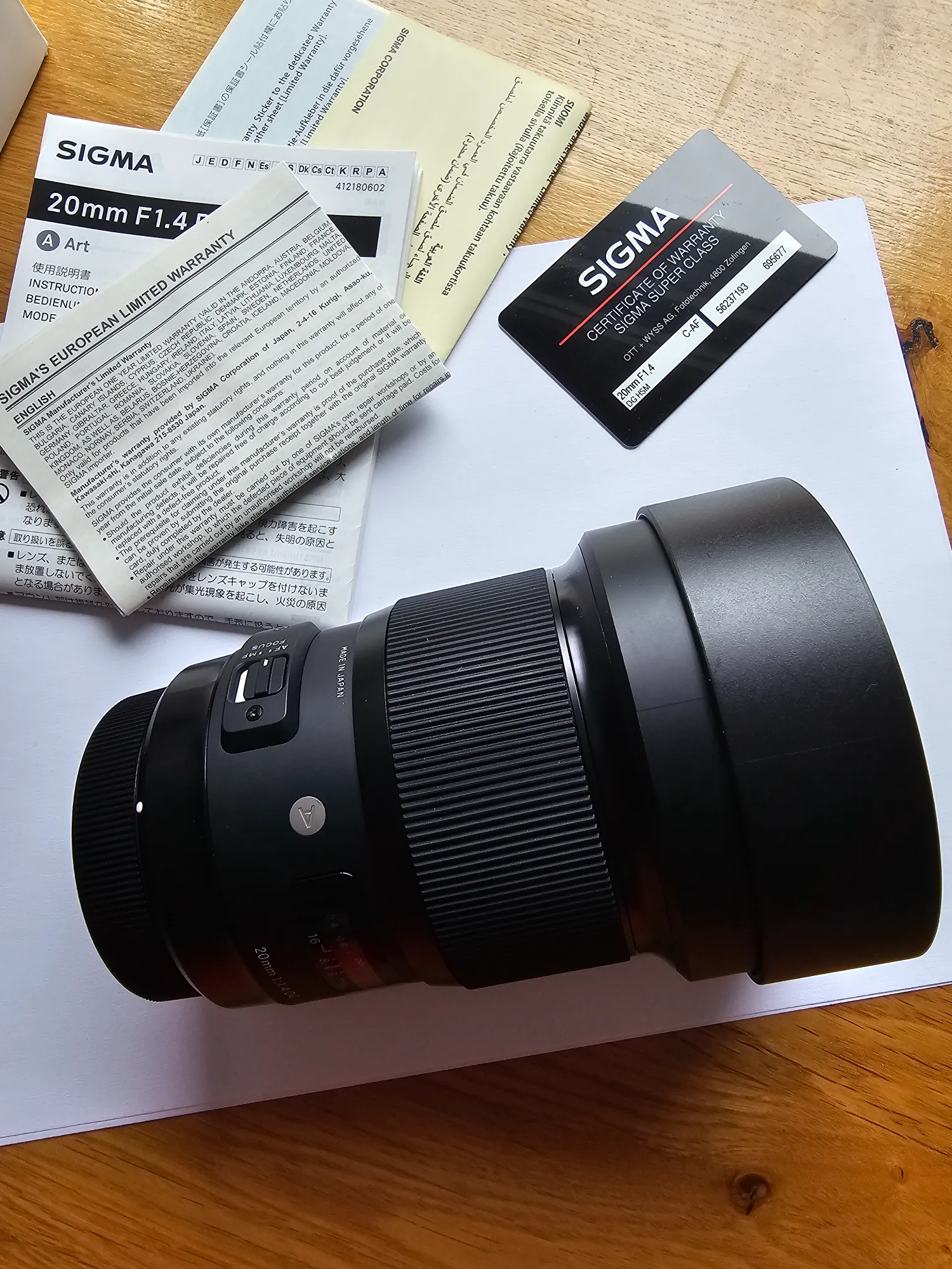 Image du produit Sigma 20mm, f/1.4 DG HSM ART Canon EF (Canon EF, Canon EF-S, Plein format)