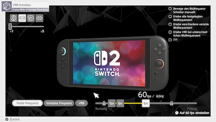 Qui gioco con le diverse frequenze di aggiornamento e con la funzionalità VRR della Switch 2.