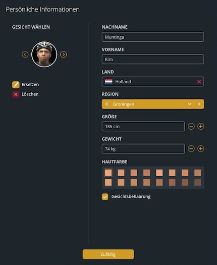 The character editor offers very few customisation options.