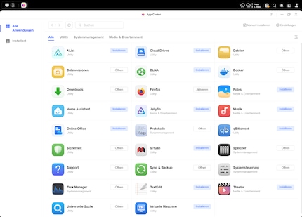 Dies sind sämtliche Anwendungen, die Stand Juni 2025 im App Center angeboten werden. Dank Docker ist es dennoch möglich, alles Mögliche darauf laufen zu lassen.